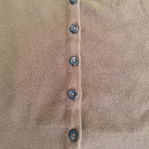 J.GALT Cotton Knit Cropped Tank Top Buttons front Brown XS Open back V neck - Picture 7 of 7